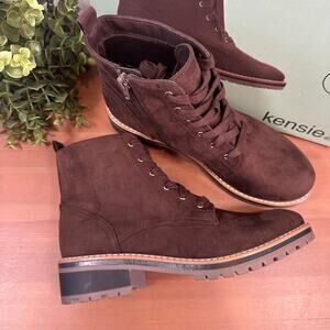 Kensie Women's Kasha Brown Lace Up Boots Size 6